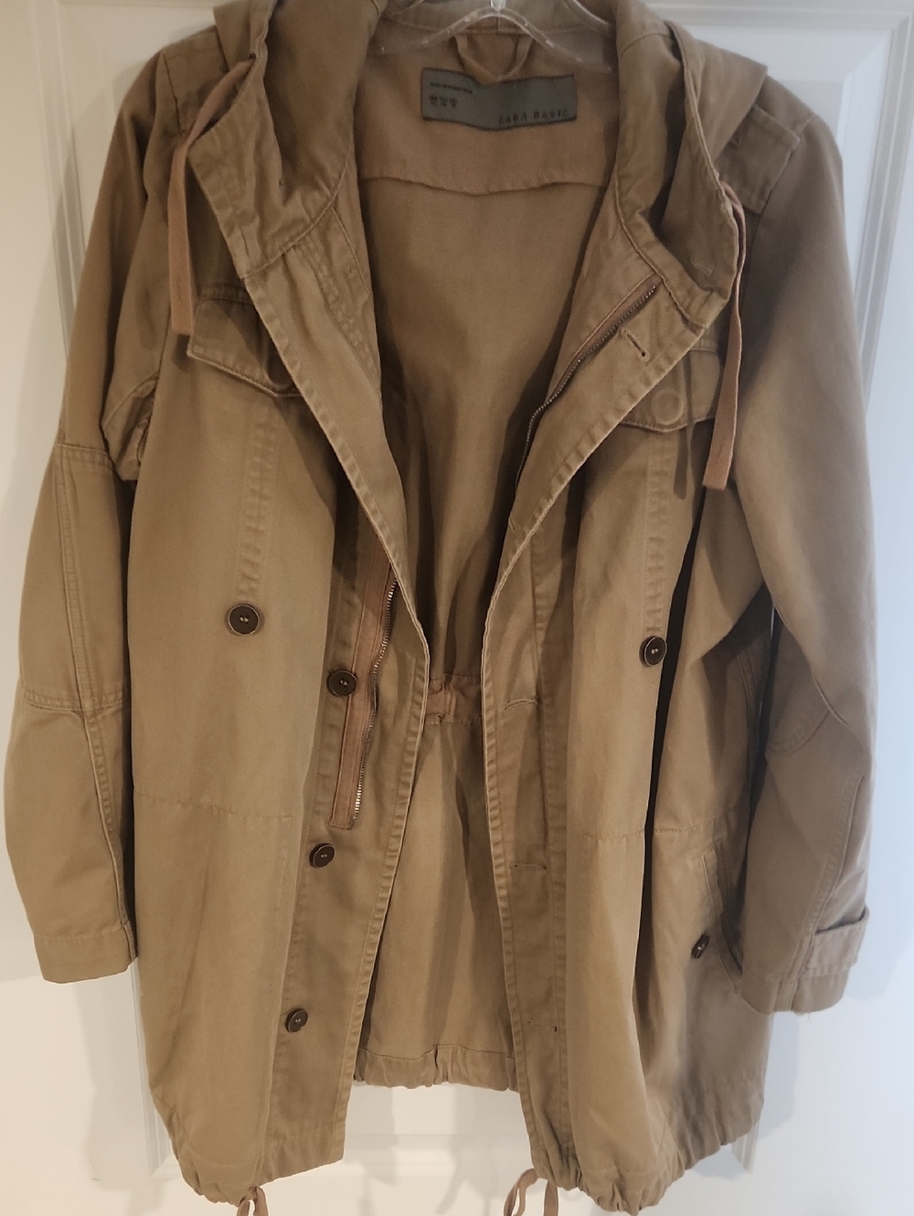 Zara Khaki Utility Hooded Jacket